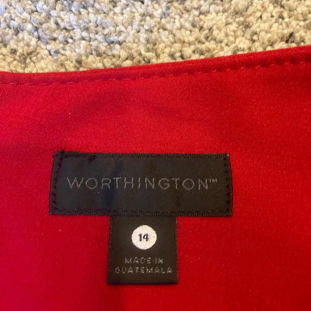 Worthington Womens Red Pencil Skirt Size 14 NWT Career Lined Wardrobe Basic - Picture 3 of 9